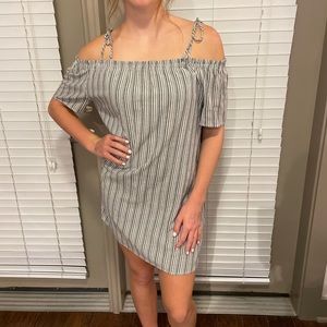 Striped off the shoulder sun dress - optional straps